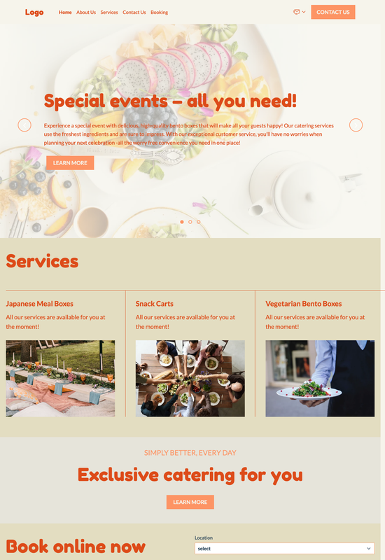 vista previa de la plantilla de catering de bento box