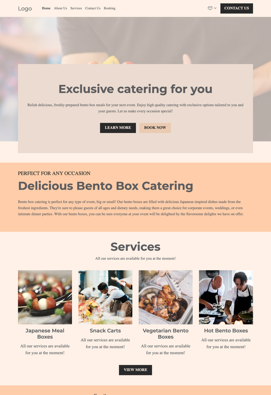 vista previa de la plantilla de catering de bento box