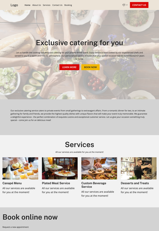 private dinner catering template preview