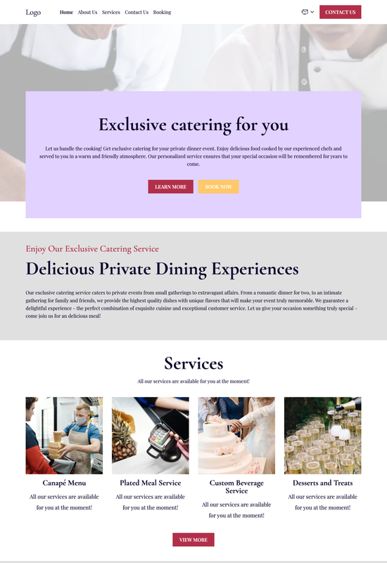 pré-visualização do modelo de serviço de buffet para jantares privativos