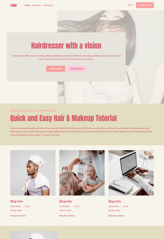 hair & makeup blog template preview