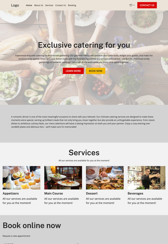 intimate dinner catering template preview
