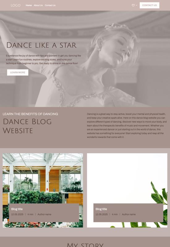 dance blog template preview