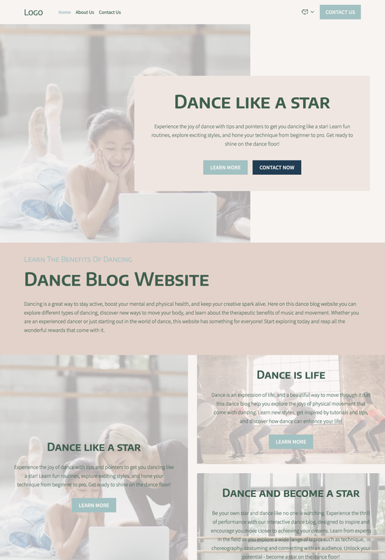 dance blog template preview