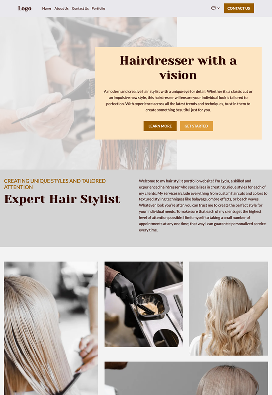 hair stylist portfolio template preview