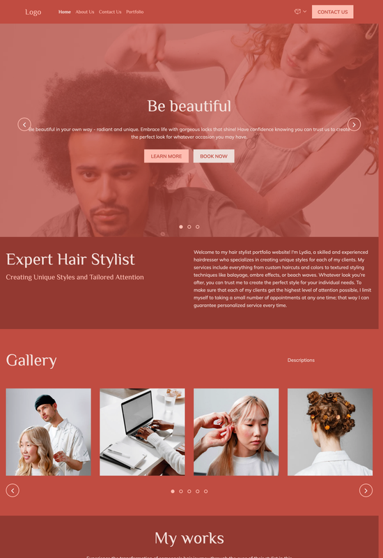hair stylist portfolio template preview