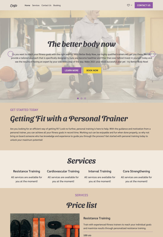 fitness trainer template preview