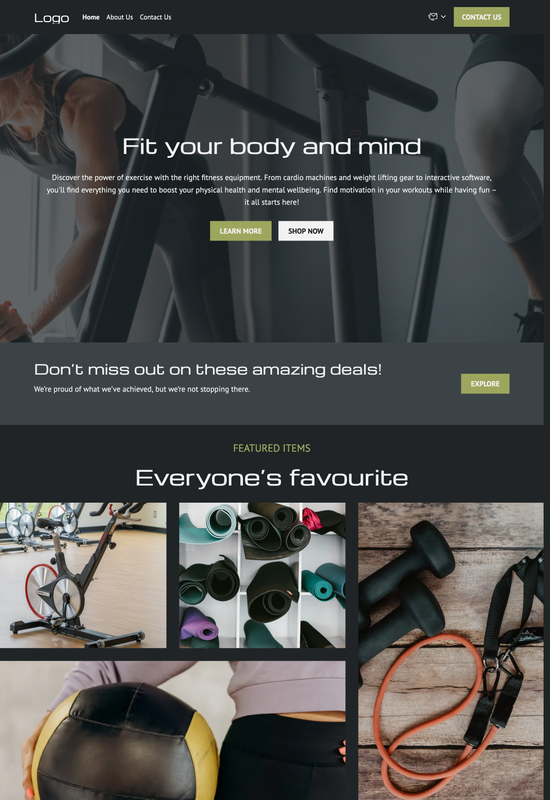 Vista previa de la plantilla de tienda de equipos de fitness