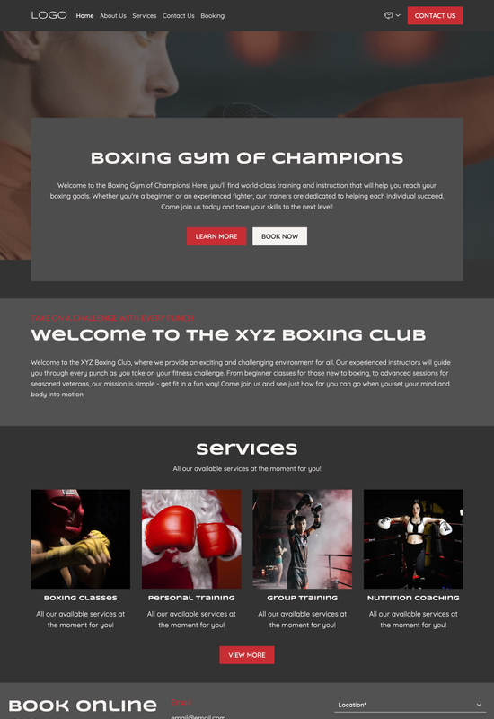 boxing club template preview