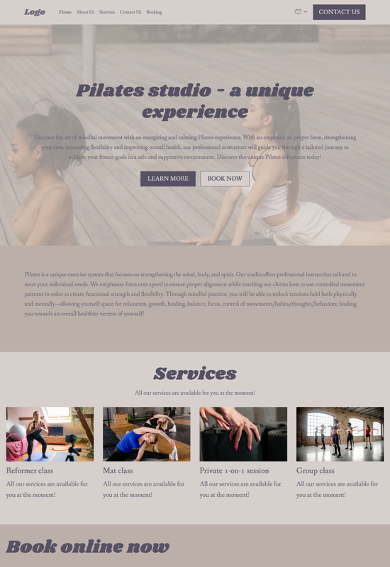Pilates studio template preview