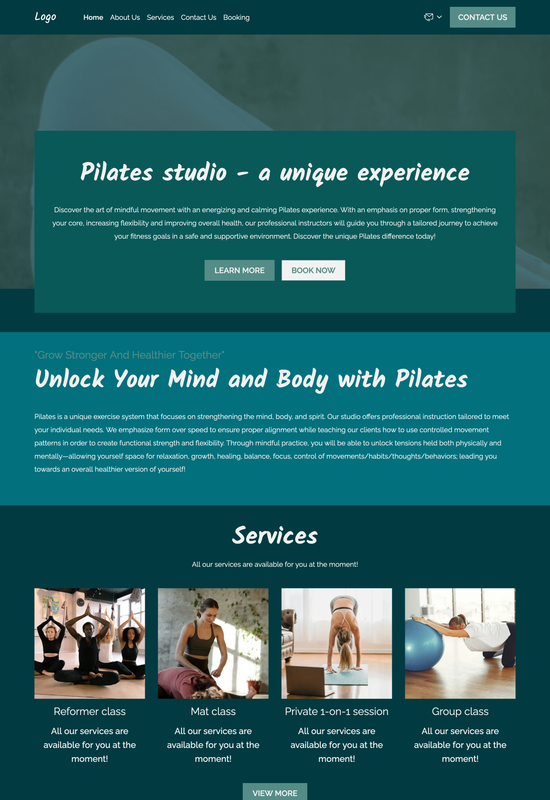 Vista previa de la plantilla para estudio de Pilates
