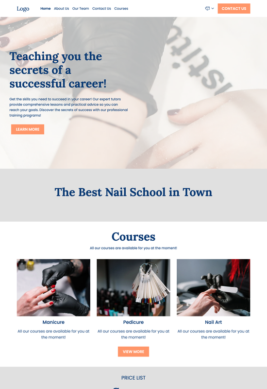 nail school template preview