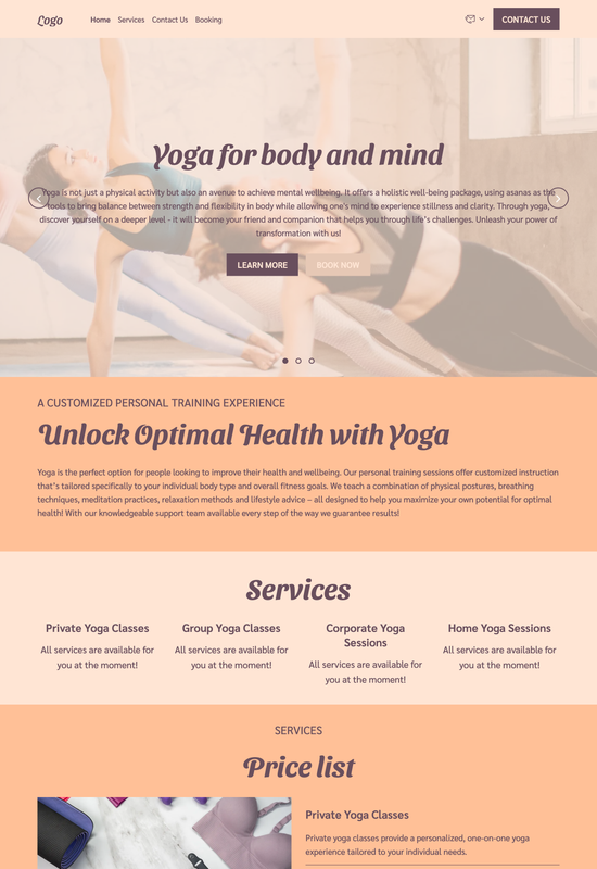 Anteprima del modello per personal trainer di yoga
