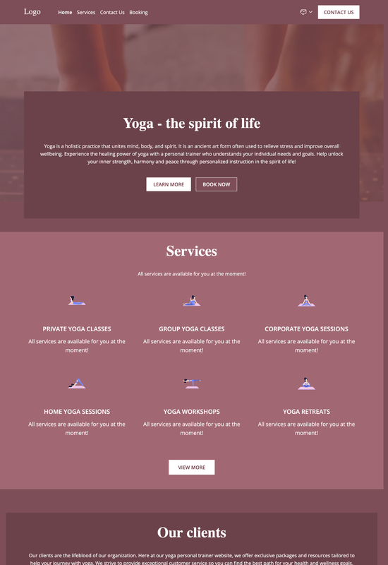 yoga personal trainer template preview