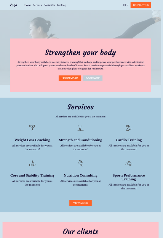 HIIT personal trainer template preview
