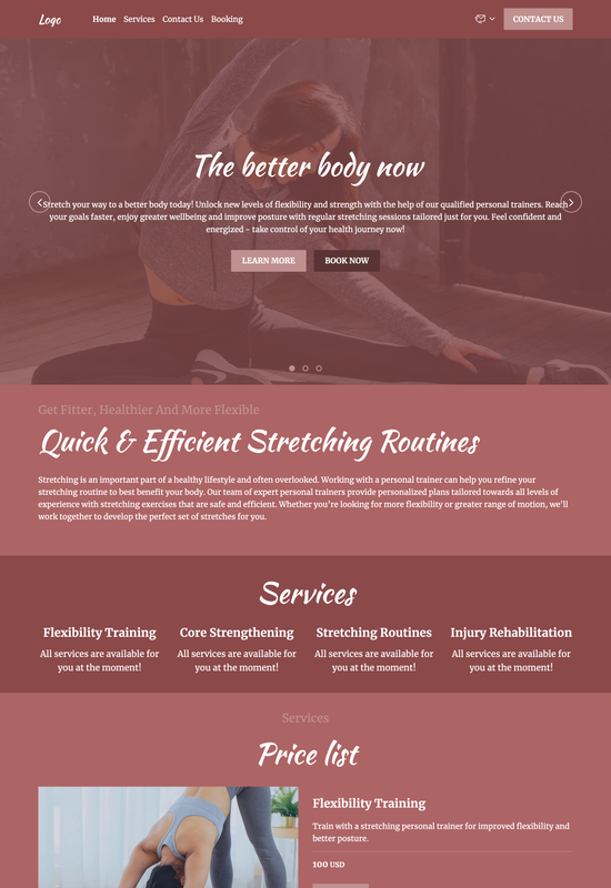 stretching personal trainer template preview
