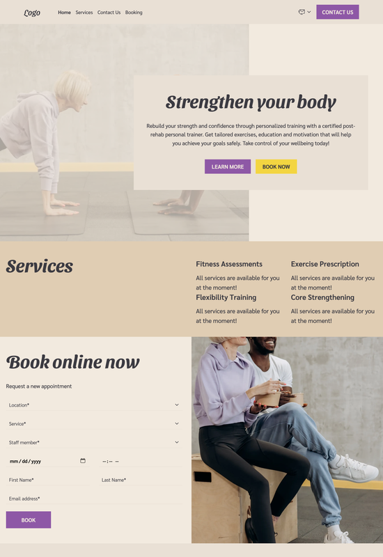 post-rehab personal trainer template preview