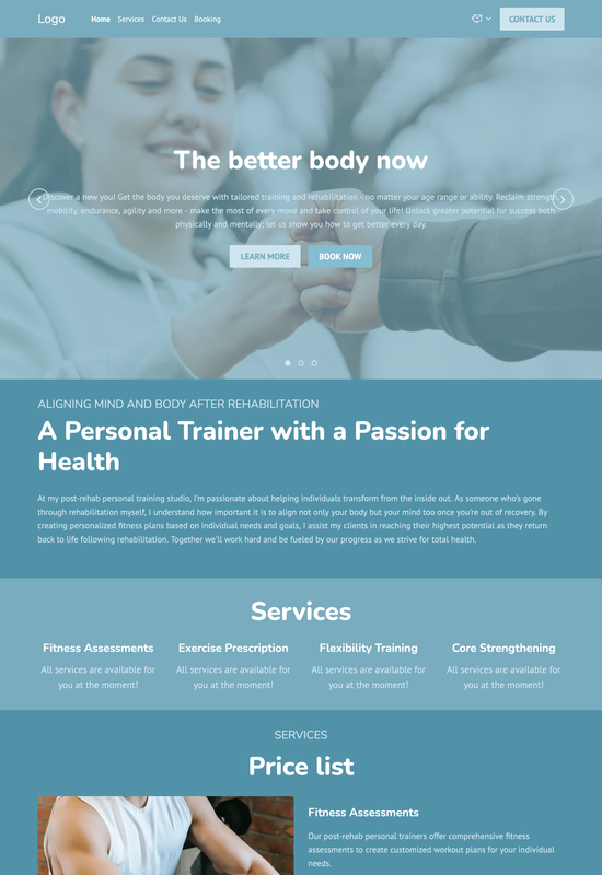 post-rehab personal trainer template preview