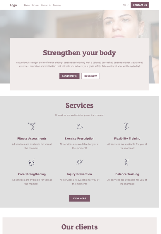 post-rehab personal trainer template preview