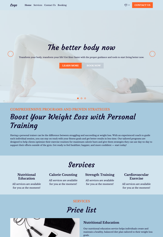 weight loss personal trainer template preview