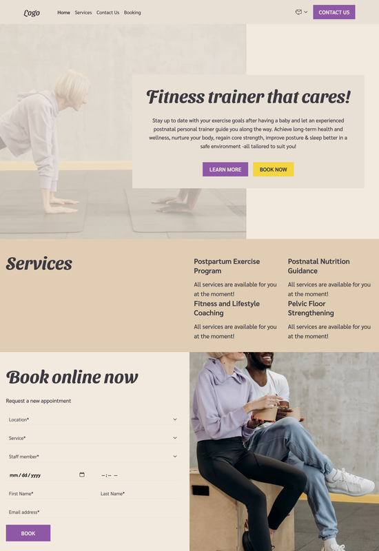 postnatal personal trainer template preview