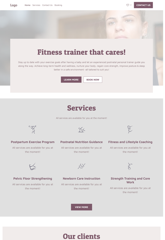 postnatal personal trainer template preview