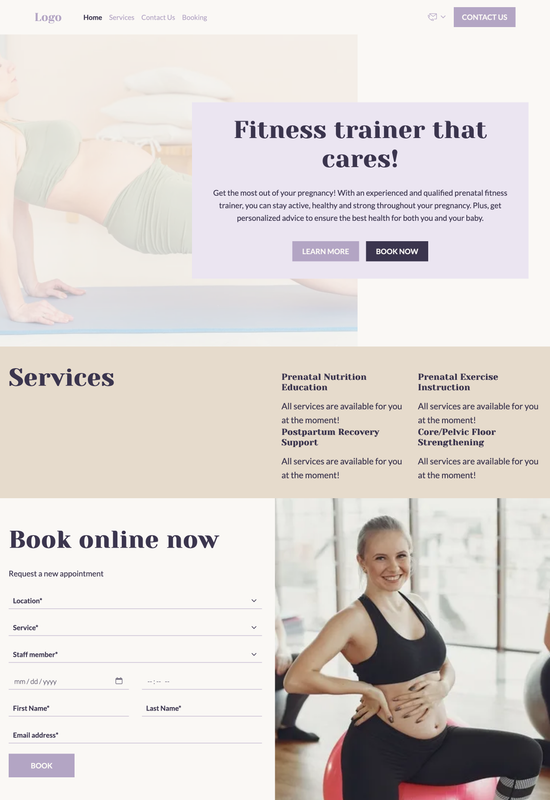 prenatal personal trainer template preview