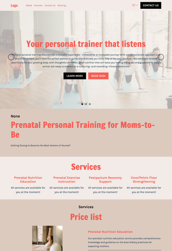 prenatal personal trainer template preview