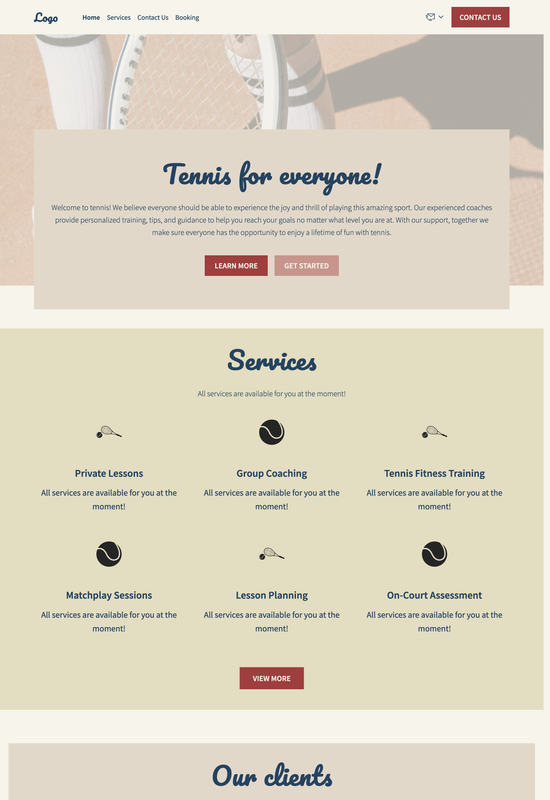 tennis coach template preview