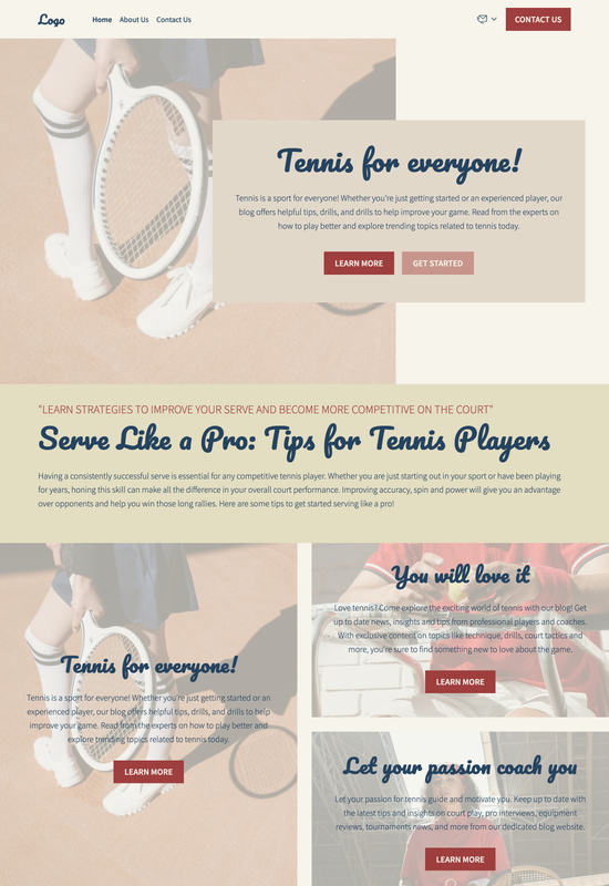 prévia do modelo de blog de tênis