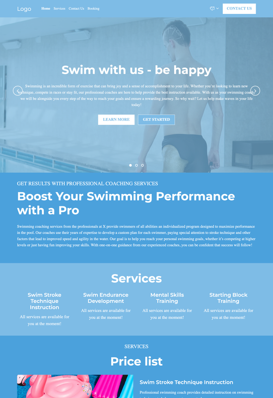 swimming coach template preview
