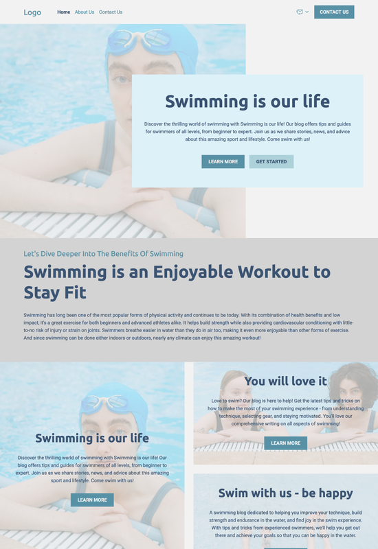 swimming blog template preview