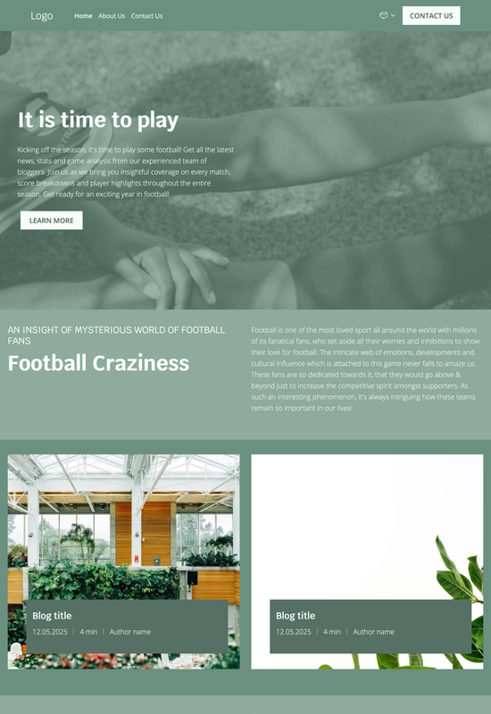 Anteprima del modello di blog di calcio