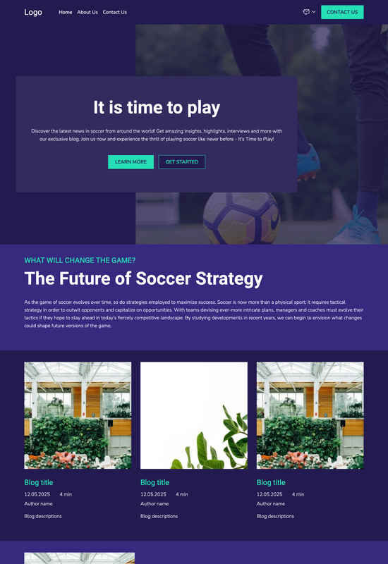 soccer blog template preview