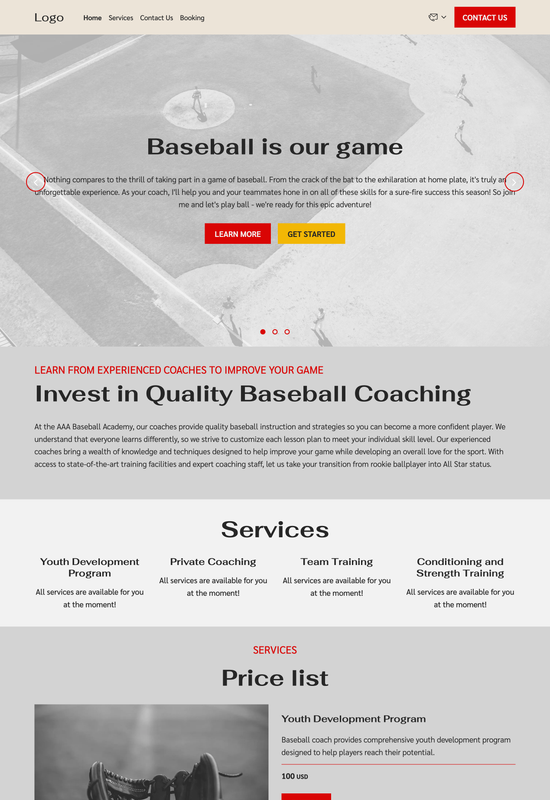 baseball coach template preview