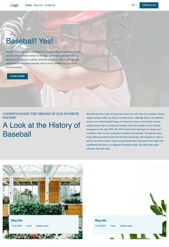 baseball blog template preview