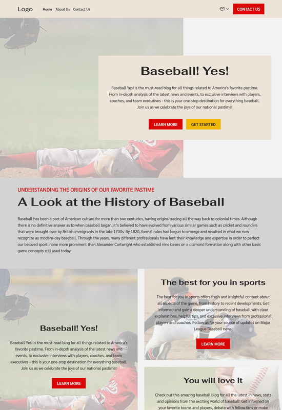 Vista previa de la plantilla de blog de béisbol