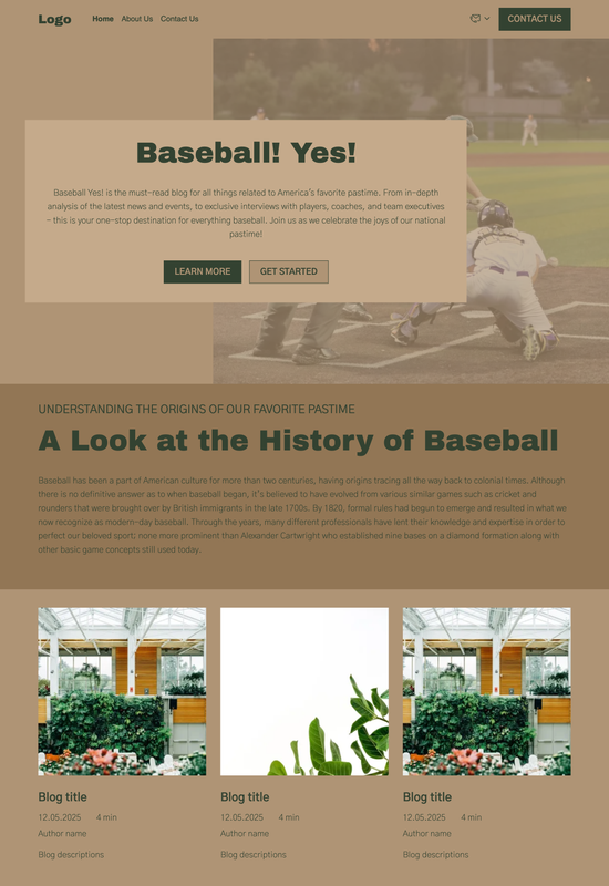 baseball blog template preview