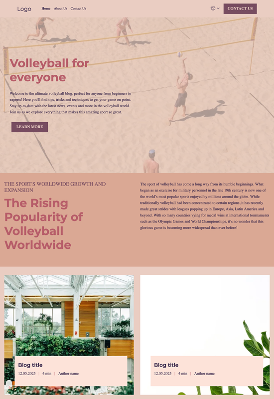 Vista previa de la plantilla de blog de voleibol