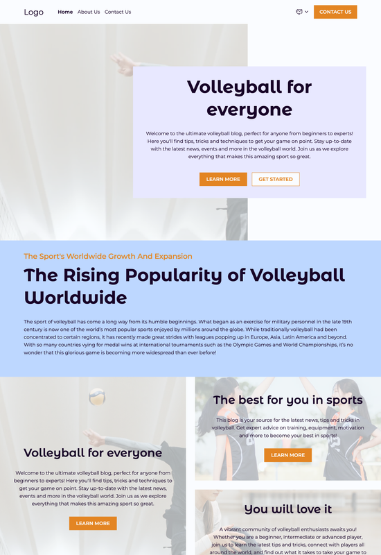 volleyball blog template preview