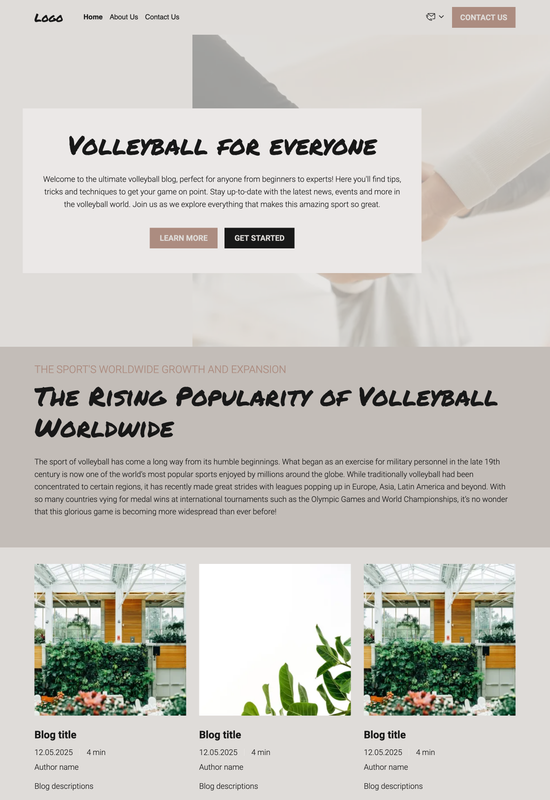 volleyball blog template preview