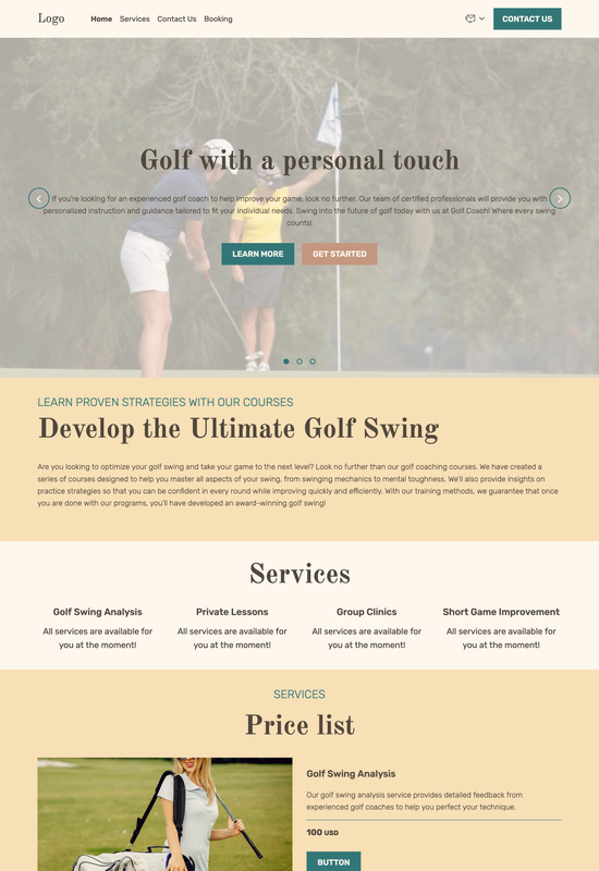 golf coach template preview