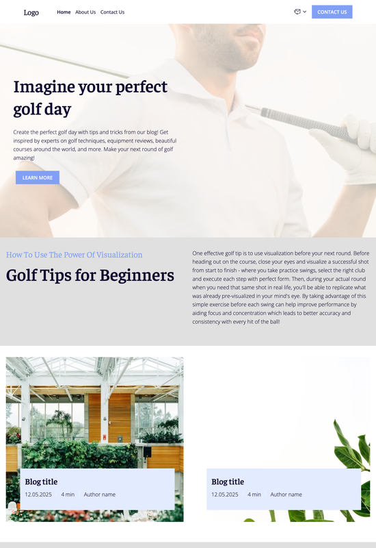 Vorschau der Golf-Blog-Vorlage