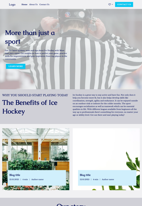 ice hockey blog template preview