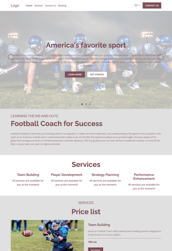 American football coach template preview