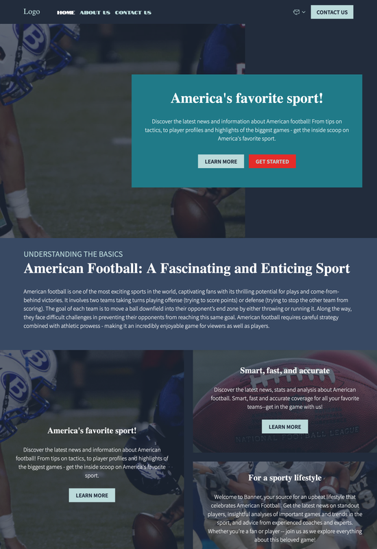 American football blog template preview