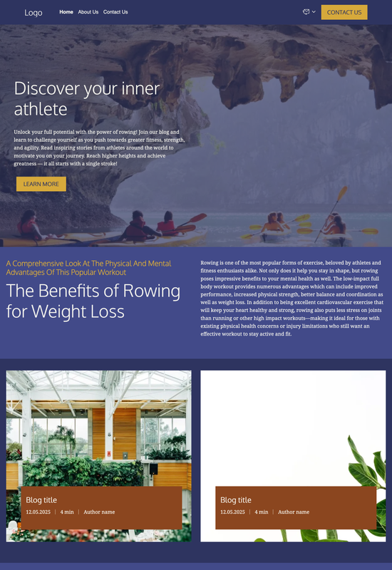 rowing blog template preview