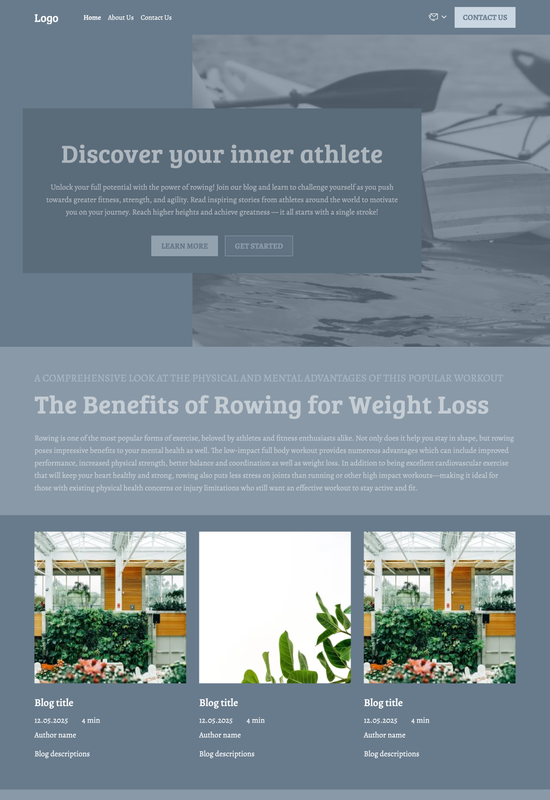 rowing blog template preview