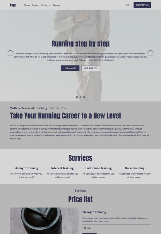 running coach template preview
