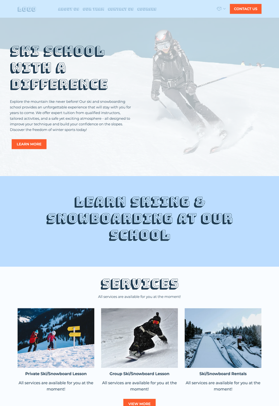 snowboarding & ski school template preview